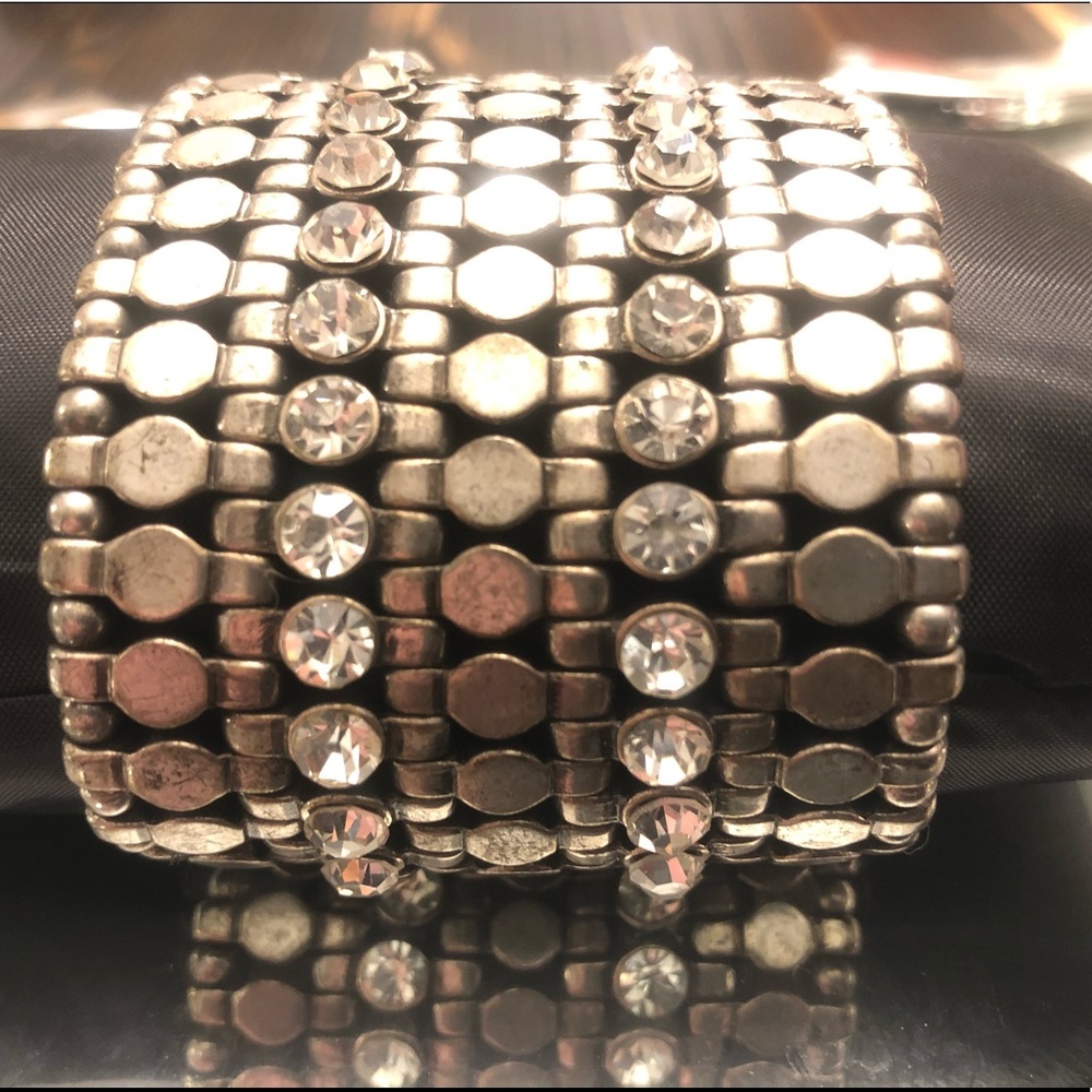 Faux Diamond Silver Stretchy Bracelet